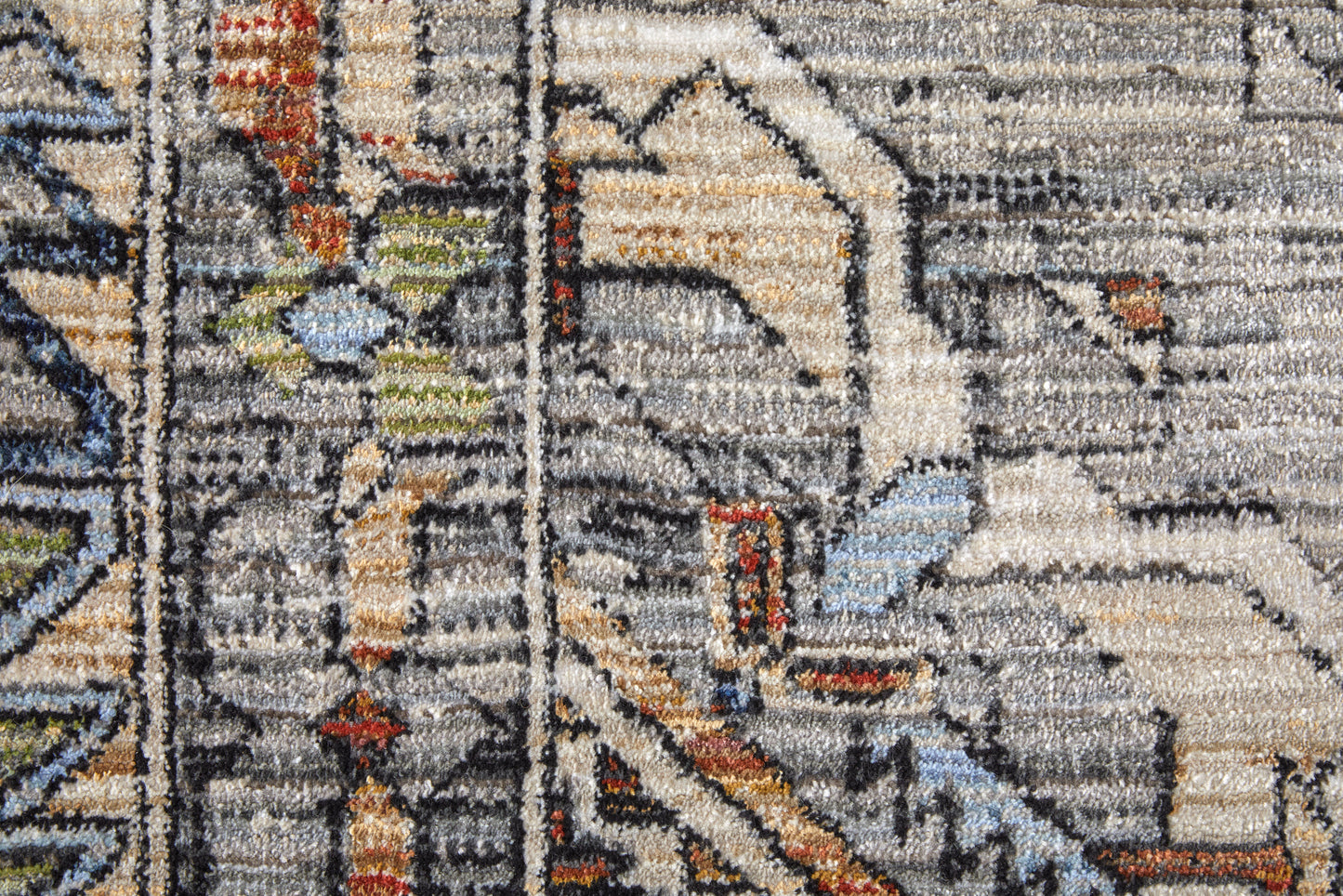 Melrose Transitional/Casual/Industrial Distressed/Medallion/Diamond Gray/Red/Blue - Feizy Rug