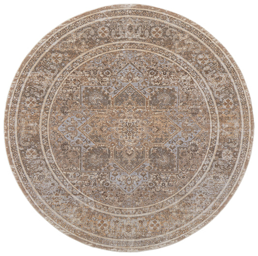 Celene Traditional/Vintage/Casual Tan/Brown/Ivory Round Rug  Feizy Rugs Small Parcel,Feizy Rugs,Celene,Tan/Brown/Ivory,7'9" x 7'9" Round,Round Rug,Viscose/Polyester,Traditional/Vintage/Casual,Turkey