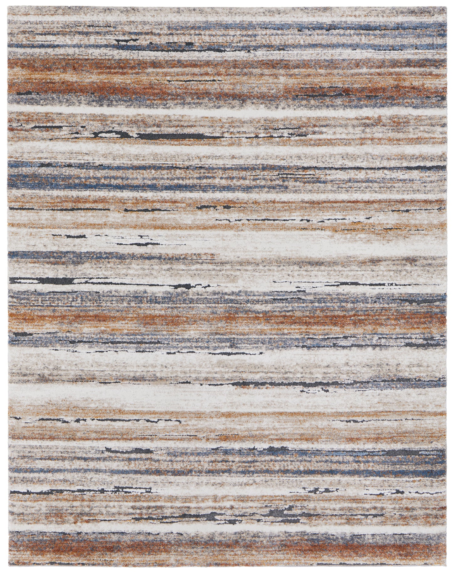 Gilmore Modern/Global Stripes Ivory/Orange/Gray - Feizy Rug