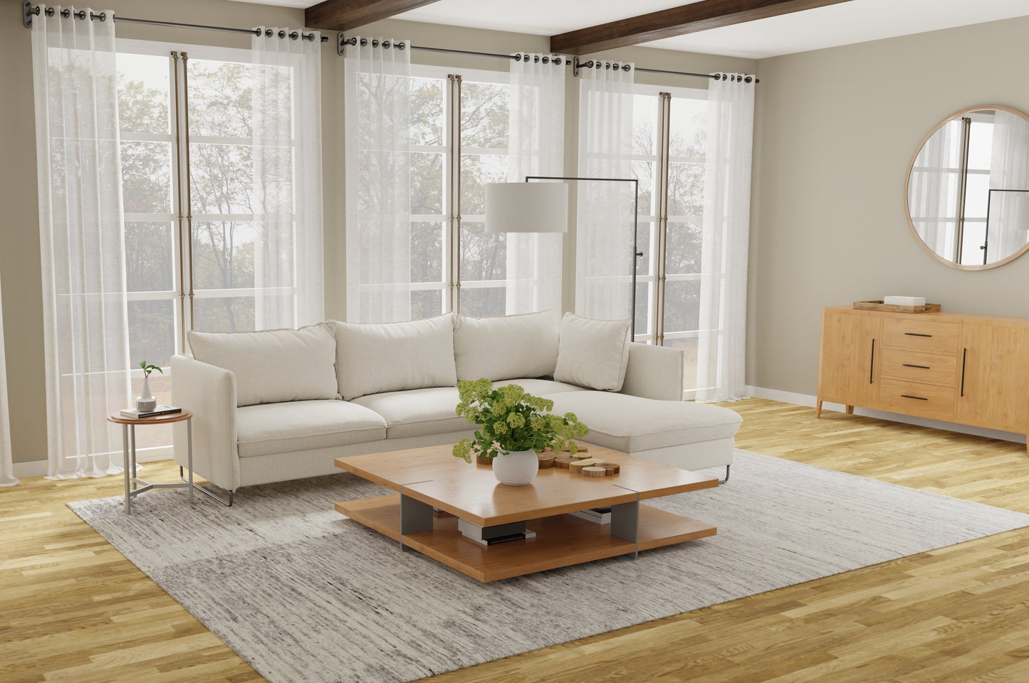 Brighton Modern/Casual/Global Ivory/Taupe/Silver Accent Rug