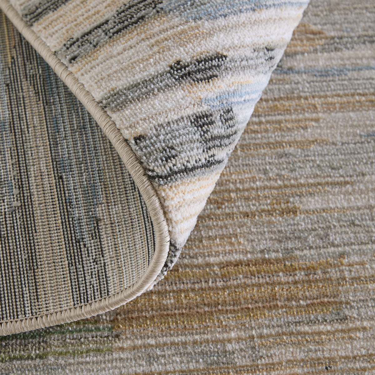 Greenwich Modern Stripes/Abstract/Distressed Ivory/Tan/Blue - Feizy Rug