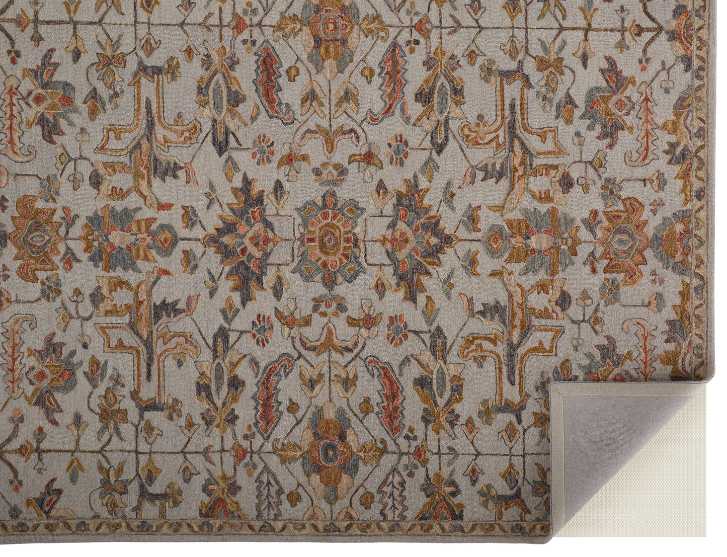 Fallon Traditional/Classic/Casual Oriental/Floral & Botanical Gray/Gold - Feizy Rug