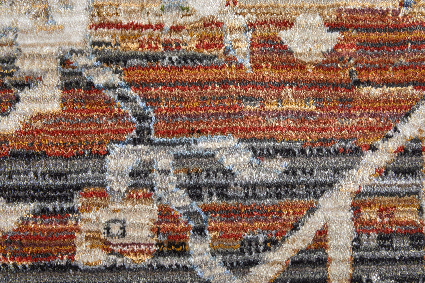 Melrose Transitional/Bohemian & Eclectic/Vintage Distressed/Bordered/Medallion Ivory/Red/Blue - Feizy Rug