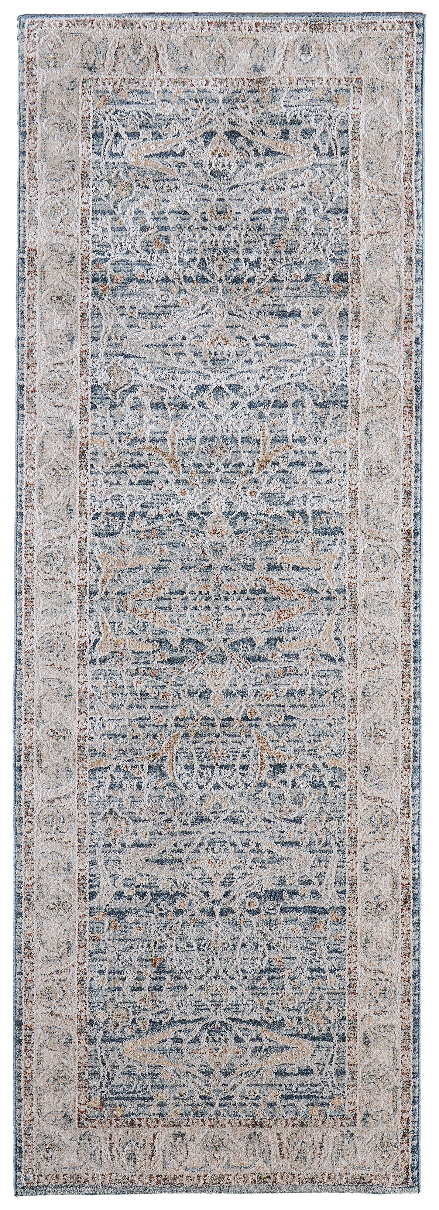 Pasha Transitional/Bohemian & Eclectic/Craftsman Ikat/Distressed/Bordered Blue/Taupe/Ivory - Feizy Rug