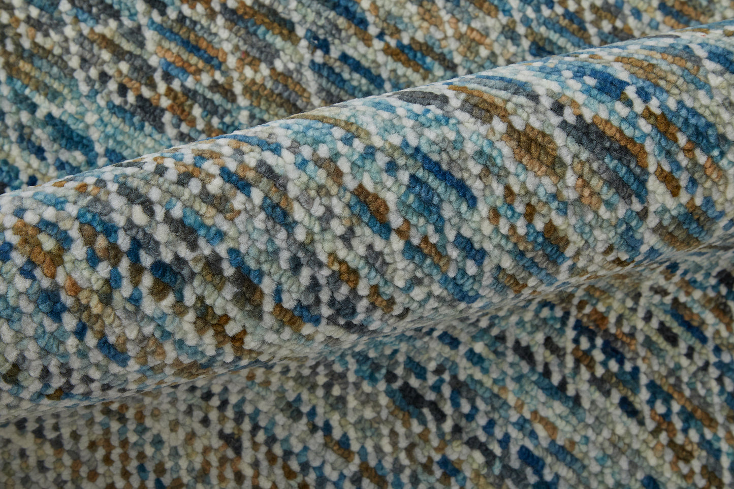 Branson Transitional/Casual/Scandinavian Solid/Geometric Blue/Ivory/Brown - Feizy Rug