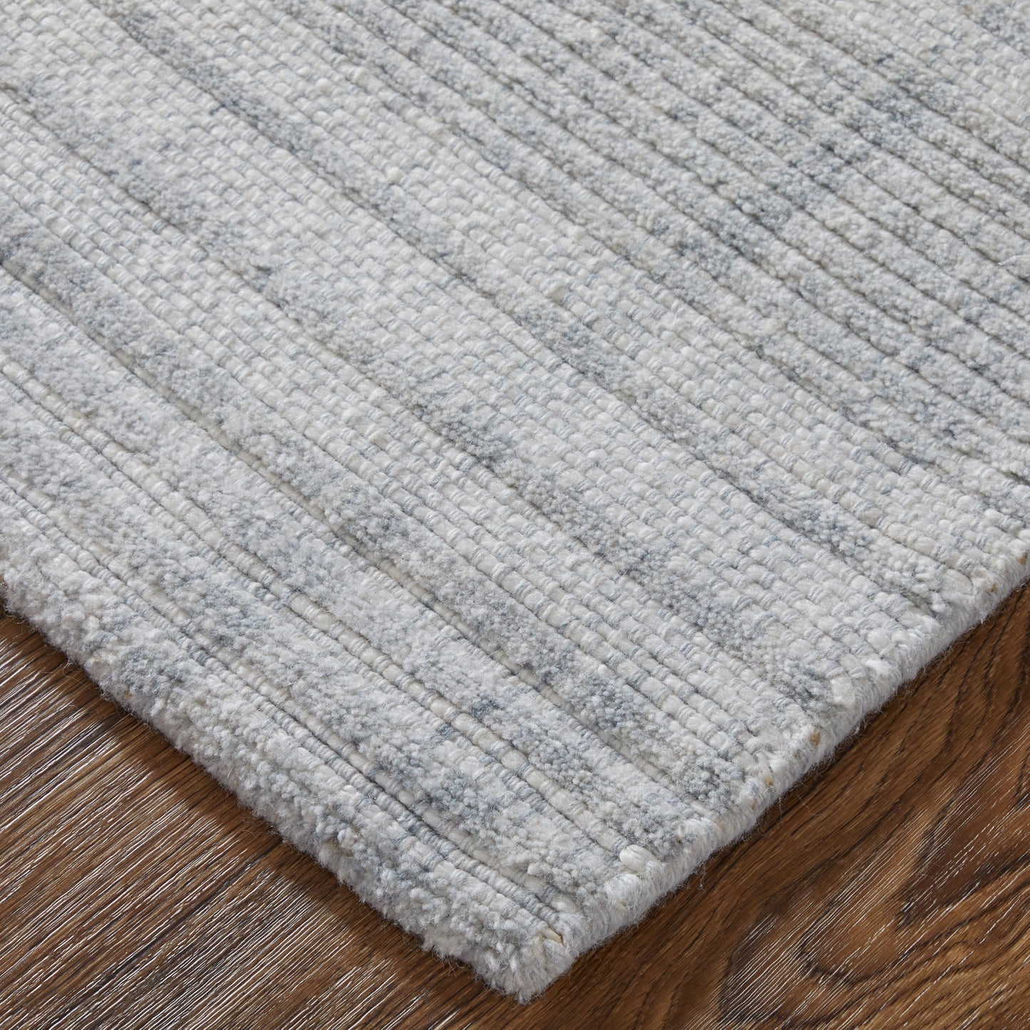 Highview Modern/Casual Stripes/Solid Ivory/Blue - Feizy Rug