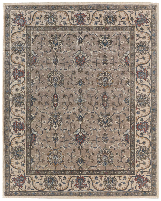 Rylan Transitional/Vintage/Casual Oriental/Floral & Botanical/Bordered Taupe/Ivory/Blue - Feizy Rug