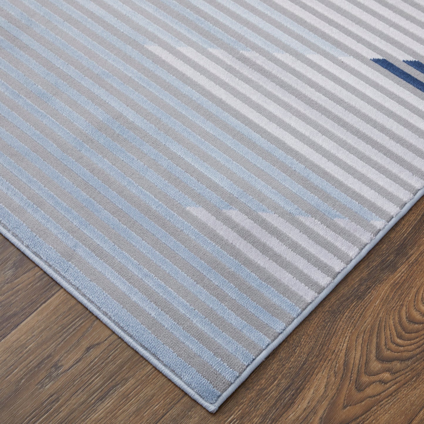 Marigold Modern/Mid-Century Modern/Industrial Geometric/Gradient & Ombre/Herringbone Blue/Gray/White - Feizy Rug