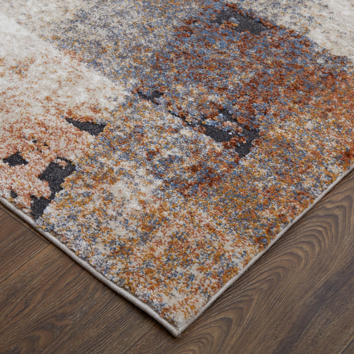 Gilmore Modern/Bohemian & Eclectic/Casual Color Block/Geometric/Abstract Blue/Ivory/Taupe - Feizy Rug