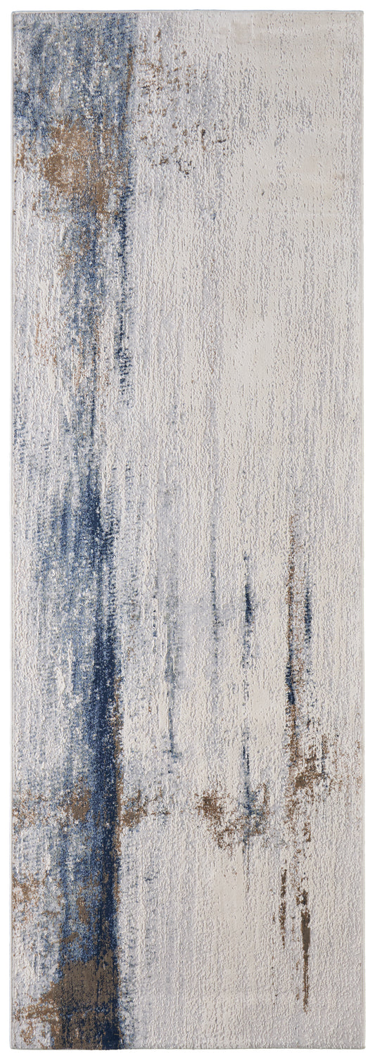 Clio Modern/Bohemian & Eclectic/Casual Ivory/Blue/Brown Runner  Feizy Rugs Small Parcel,Feizy Rugs,Clio,Ivory/Blue/Brown,2'9" x 7'10",Runner,Polypropylene,Modern/Bohemian & Eclectic/Casual,Turkey