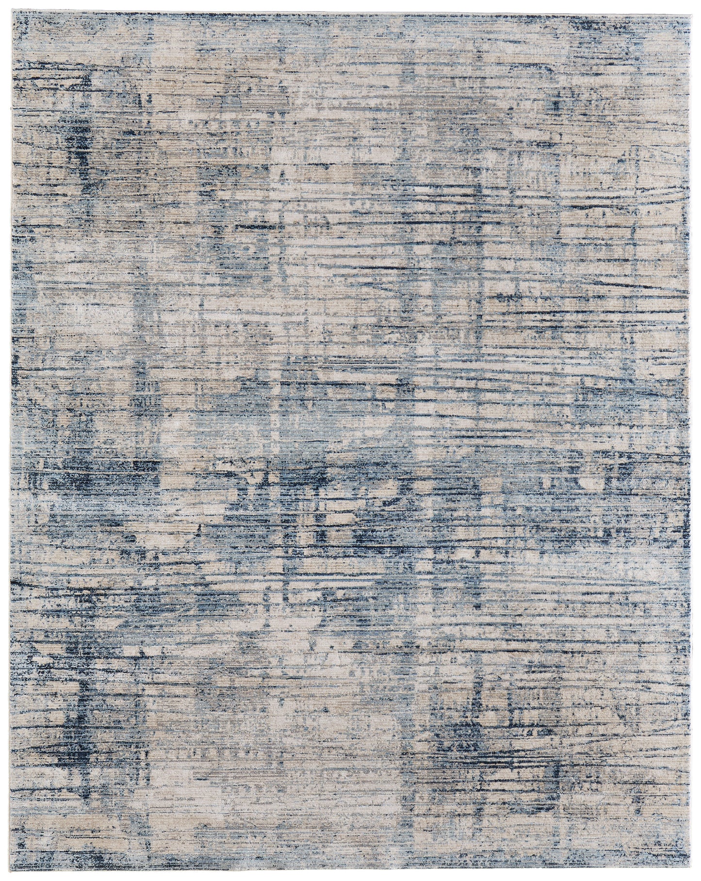 Sonora Modern/Industrial Abstract/Stripes/Distressed Blue/Ivory/Gray - Feizy Rug