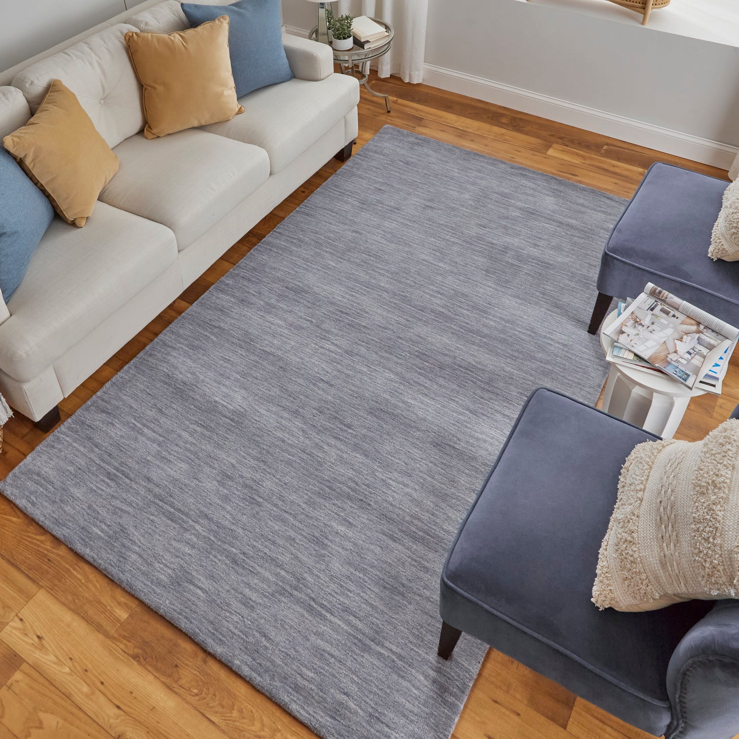 Luna Modern/Casual Gray/Blue Accent Rug