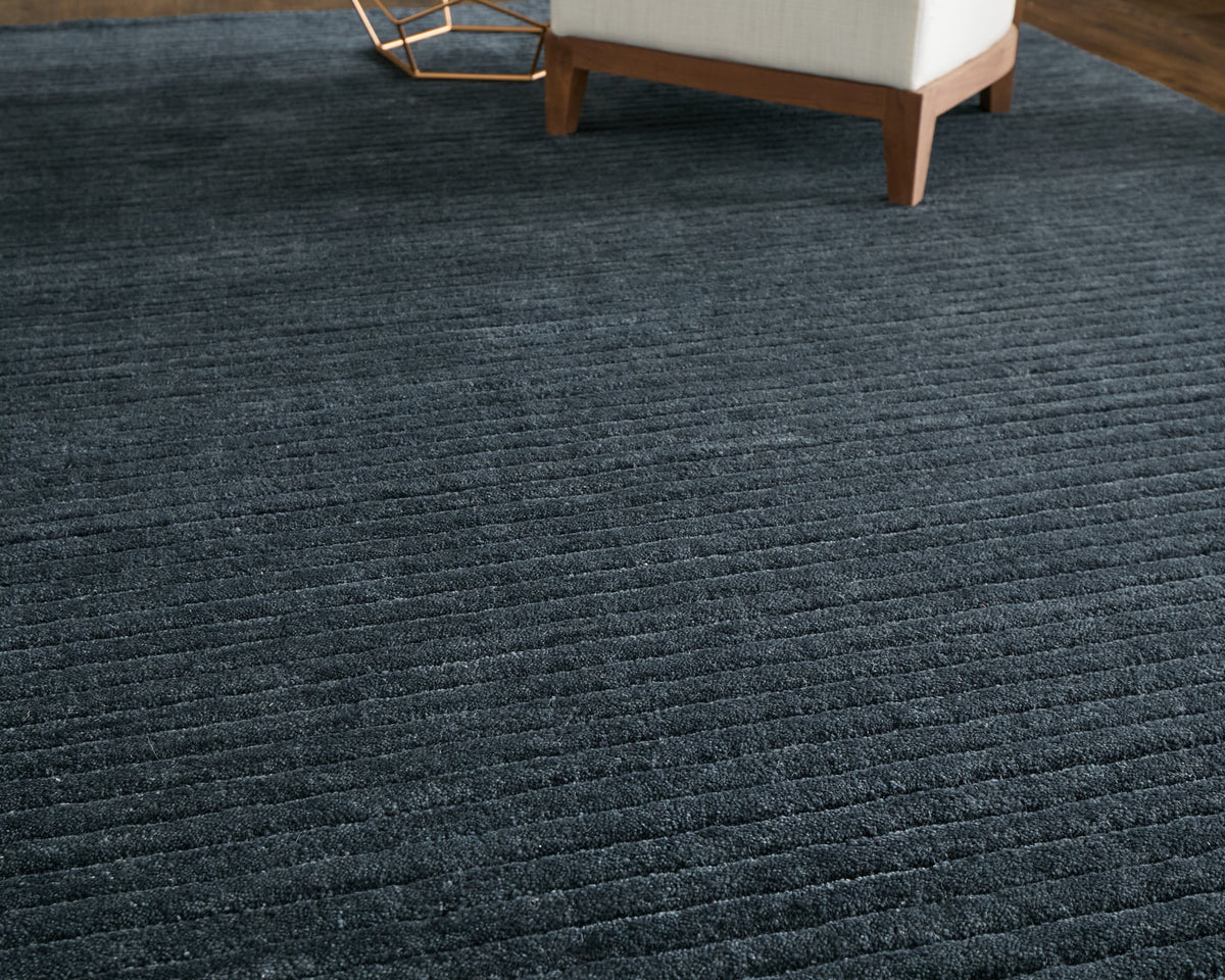 Cornerstone Modern/Casual Solid/Stripes Blue - Feizy Rug