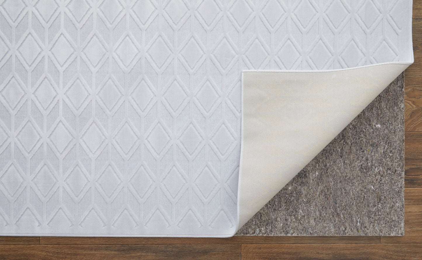 Saphir Mira Modern/Mid-Century Modern Geometric/Solid White - Feizy Rug