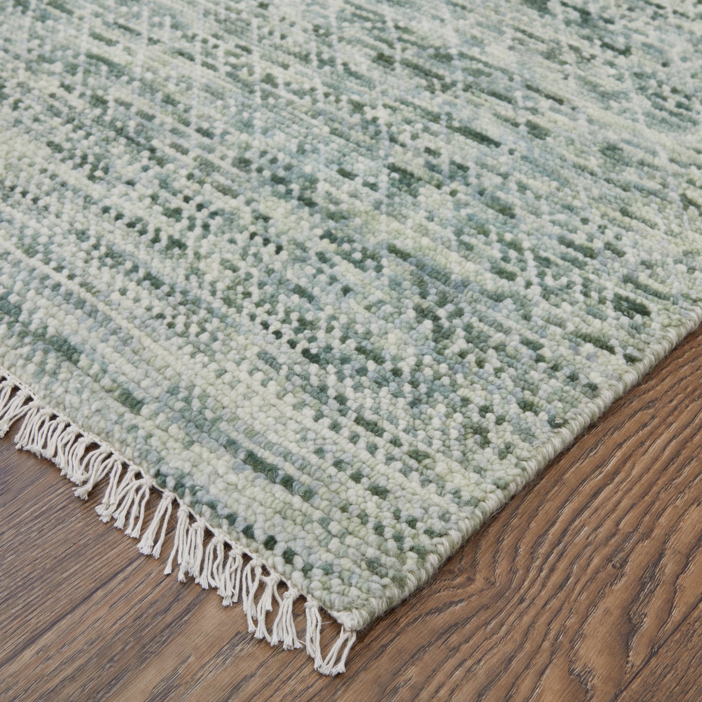 Branson Transitional/Casual/Scandinavian Solid/Geometric Green/Ivory - Feizy Rug