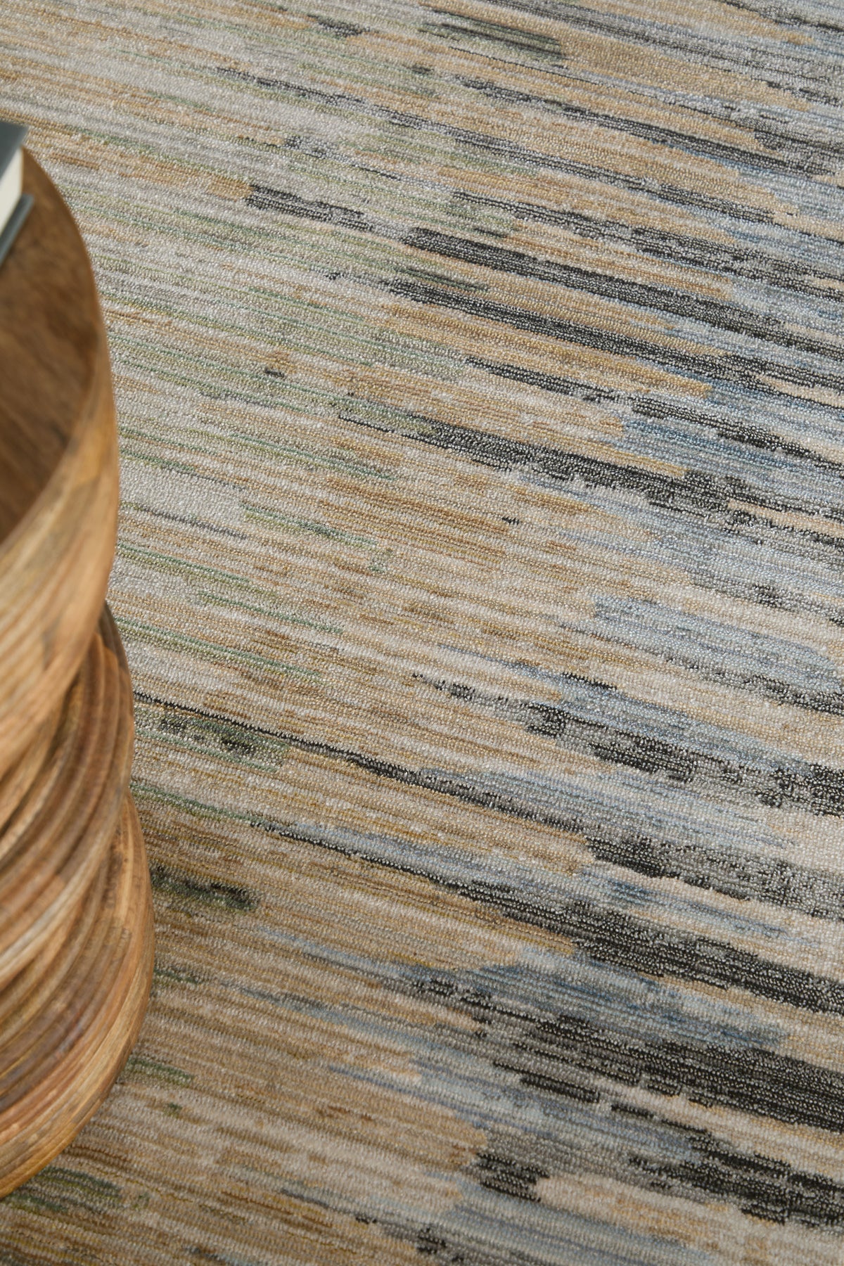 Greenwich Modern Stripes/Abstract/Distressed Ivory/Tan/Blue - Feizy Rug