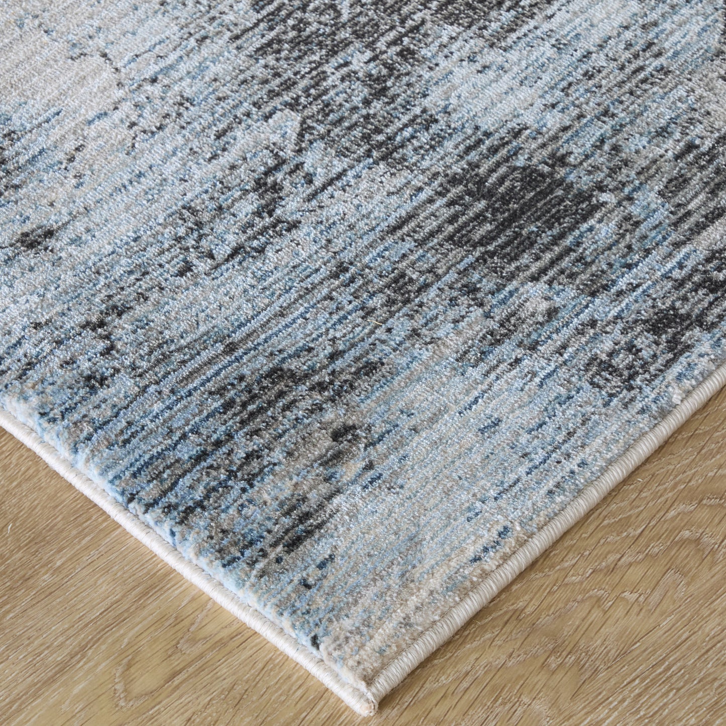 Sonora Modern/Industrial Abstract/Watercolor/Distressed Blue/Ivory/Tan - Feizy Rug
