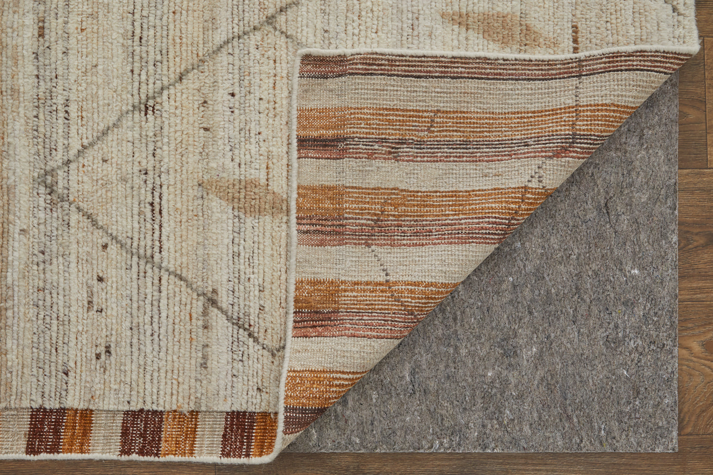 Kasbah Transitional/Casual/Bohemian & Eclectic Moroccan/Diamond/Stripes Ivory/Tan/Orange - Feizy Rug
