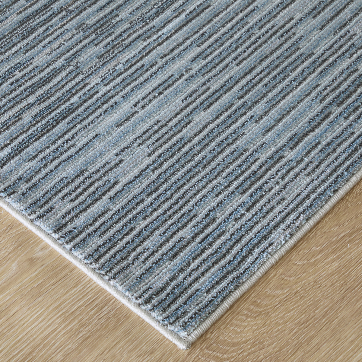 Priestley Modern Solid/Stripes Blue - Feizy Rug