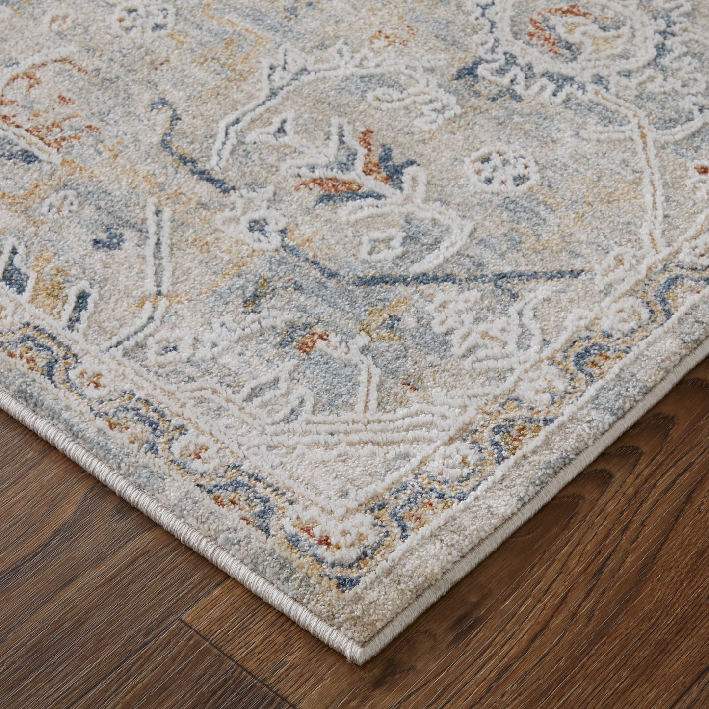 Pasha Transitional/Bohemian & Eclectic/Global Ivory/Blue/Tan Accent Rug  Feizy Rugs Small Parcel,Feizy Rugs,Pasha,Ivory/Blue/Tan,2' x 3',Accent Rug,Polyester,Transitional/Bohemian & Eclectic/Global,Turkey
