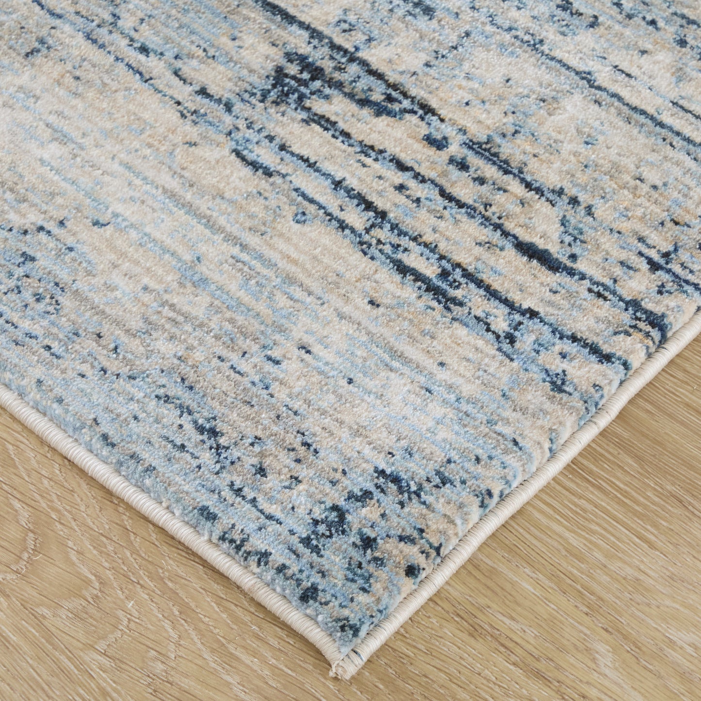 Sonora Modern/Industrial Abstract/Stripes/Distressed Blue/Ivory/Gray - Feizy Rug