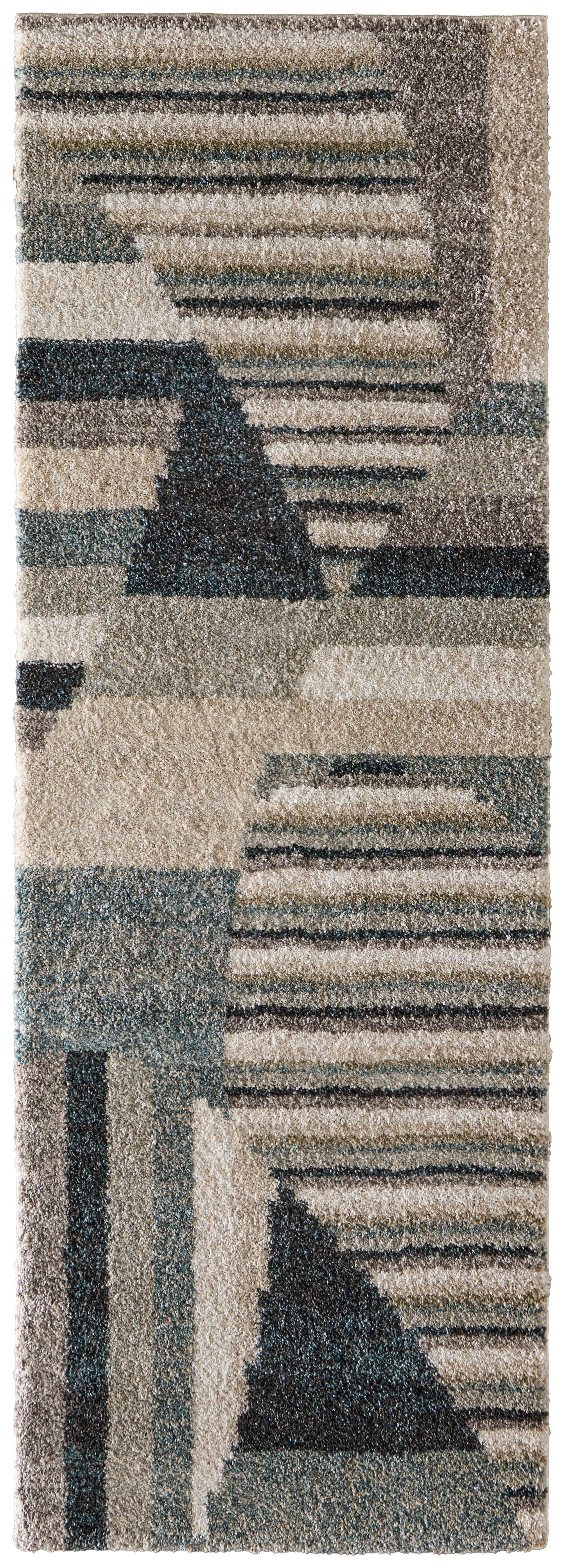 Richmond Modern/Bohemian & Eclectic/Global Abstract/Geometric/Stripes Ivory/Gray/Blue - Feizy Rug