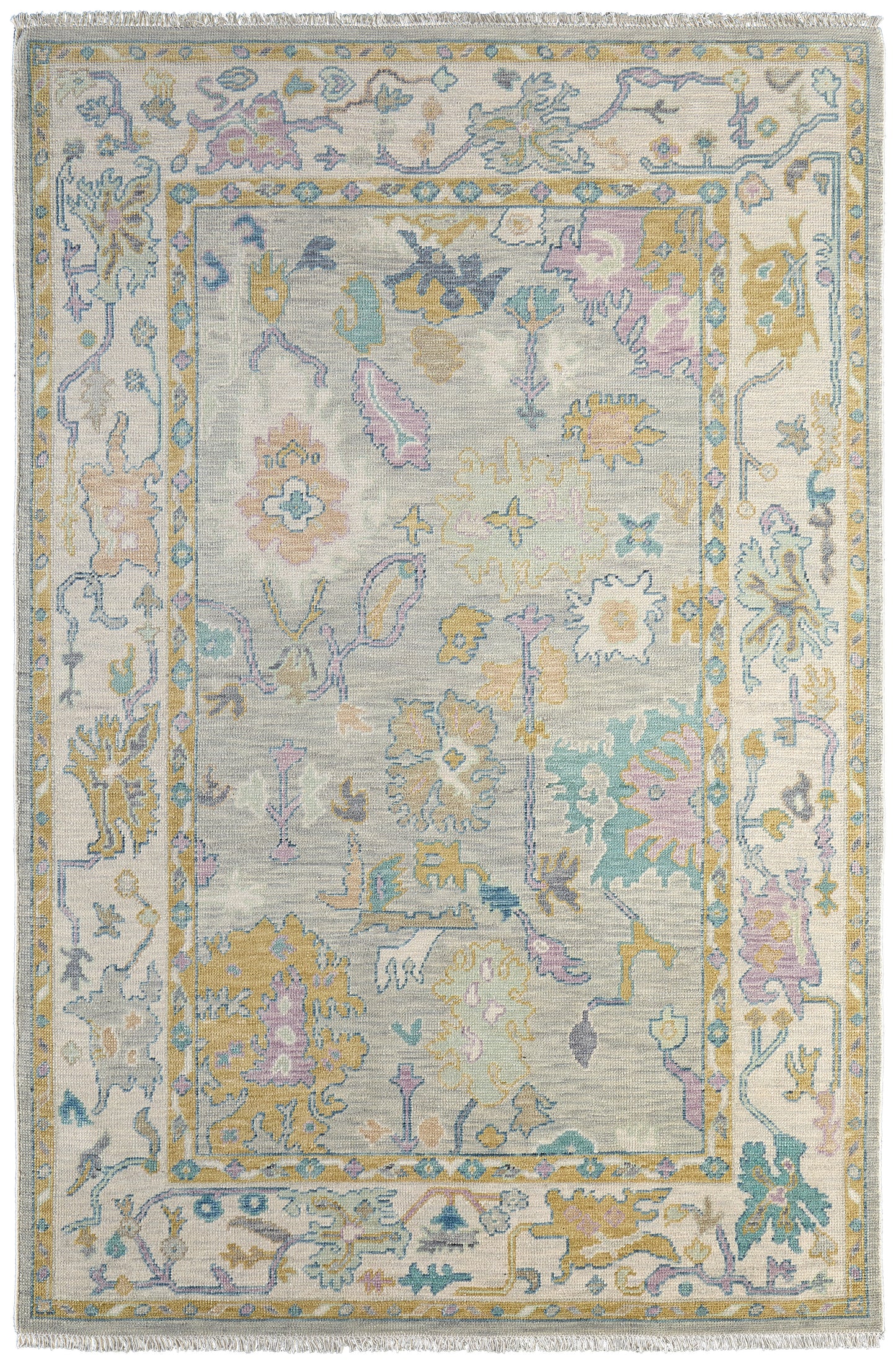 Karina Traditional/Bohemian & Eclectic/Craftsman Persian/Bordered/Floral & Botanical Gray/Purple/Gold - Feizy Rug