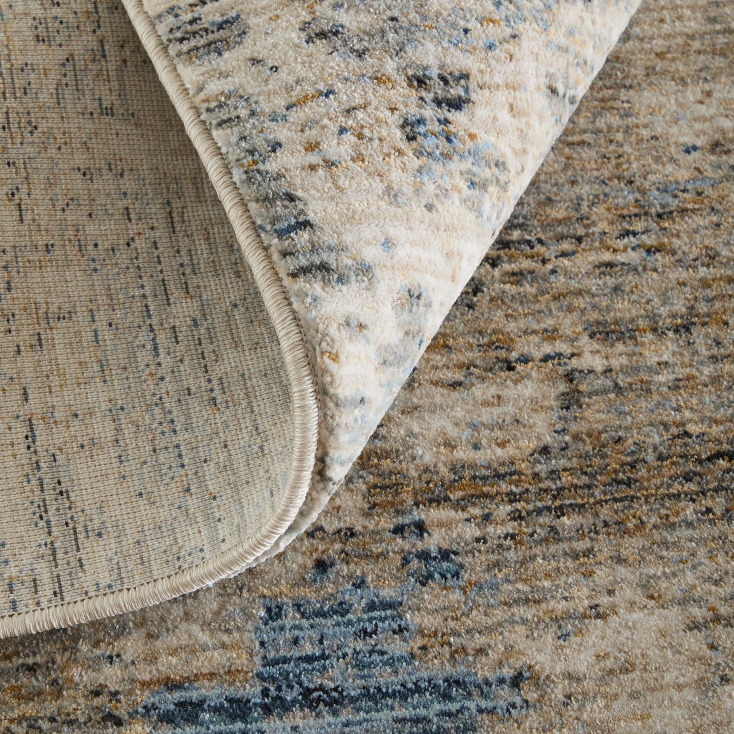 Sonora Modern/Industrial Abstract/Distressed Taupe/Ivory/Blue - Feizy Rug