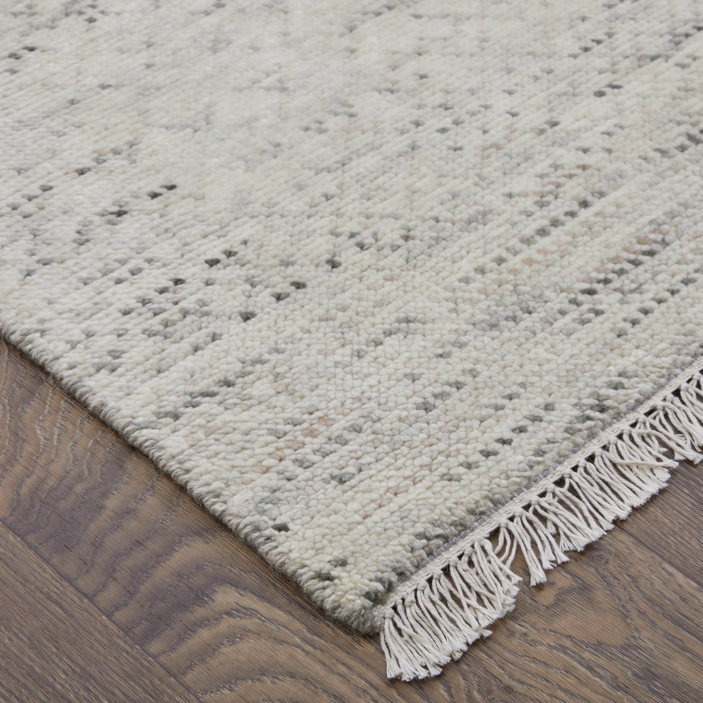 Branson Transitional/Casual/Scandinavian Solid/Geometric Ivory/Pink/Gray - Feizy Rug