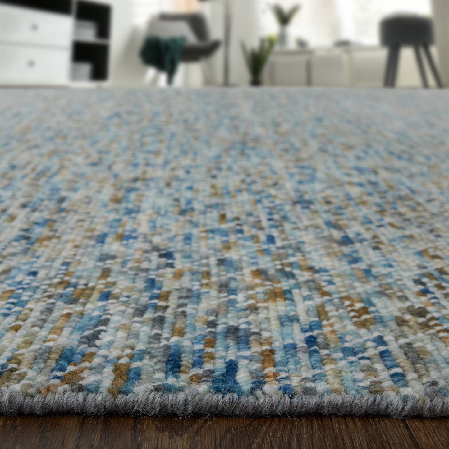 Branson Transitional/Casual/Scandinavian Solid/Geometric Blue/Ivory/Brown - Feizy Rug