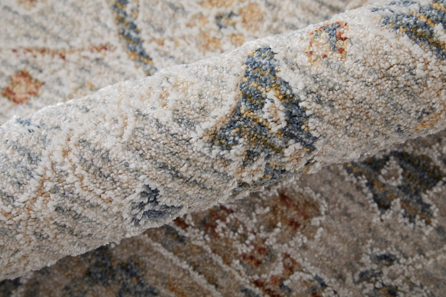 Pasha Transitional/Bohemian & Eclectic/Craftsman Ivory/Blue/Taupe Accent Rug  Feizy Rugs Small Parcel,Feizy Rugs,Pasha,Ivory/Blue/Taupe,2' x 3',Accent Rug,Polyester,Transitional/Bohemian & Eclectic/Craftsman,Turkey