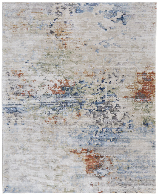 Sonora Modern/Casual/Industrial Ivory/Blue/Red Area Rug