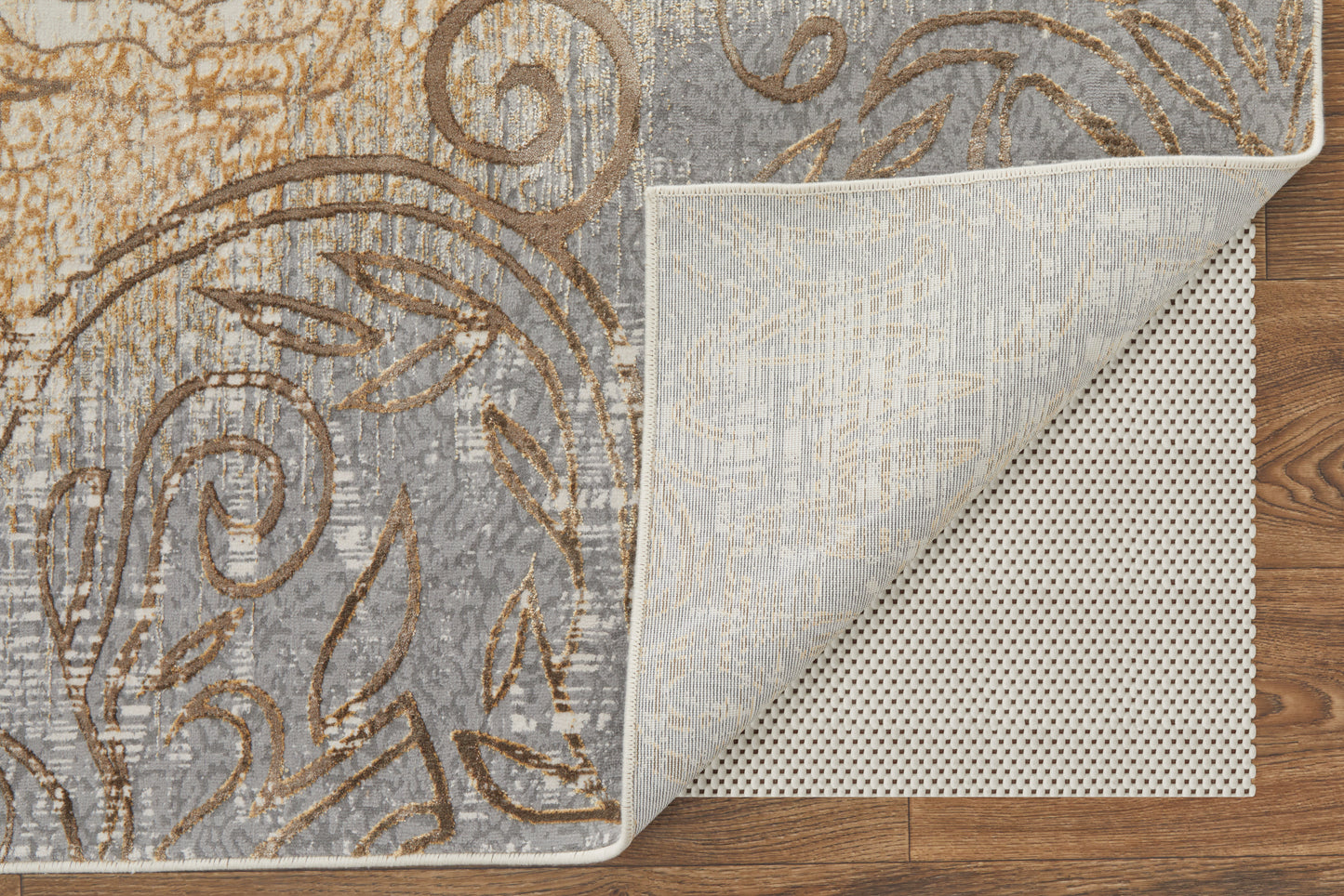 Celene Traditional/Vintage/Cottage Medallion/Scroll Silver/Tan/Gray - Feizy Rug