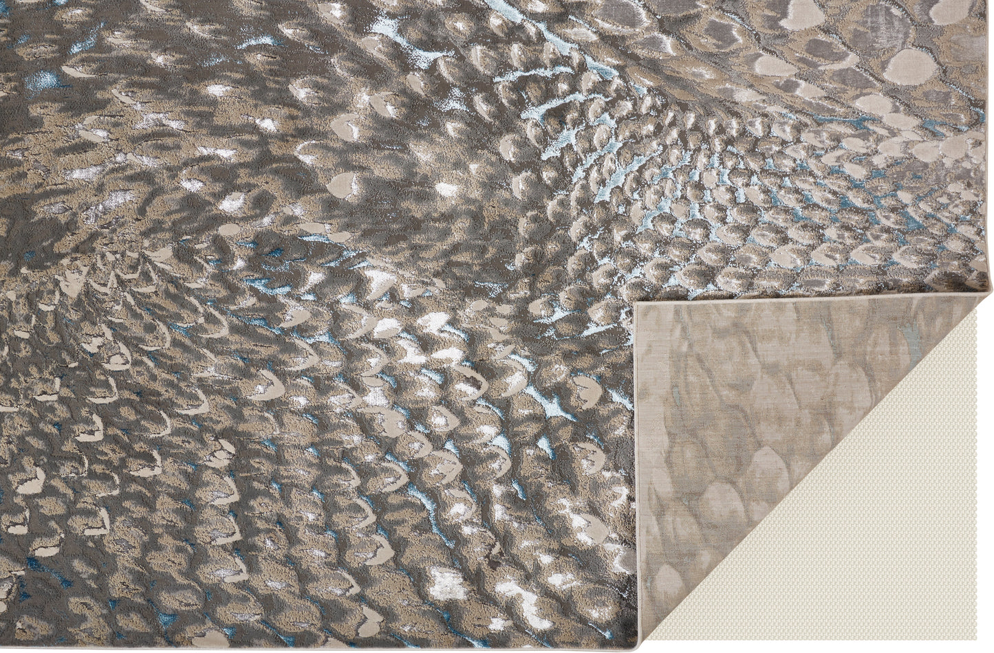 Azure Modern/Industrial Blue/Silver/Gray Runner  Feizy Rugs Small Parcel,Feizy Rugs,Azure,Blue/Silver/Gray,2'10" x 7'10",Runner,Polyester/Polypropylene,Modern/Industrial,Turkey