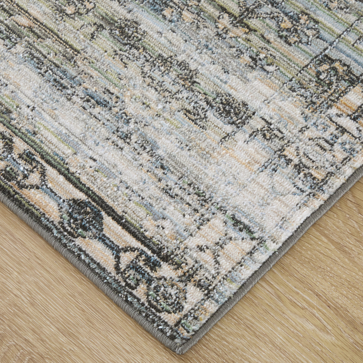 Augustine Traditional/Classic/Vintage Medallion/Bordered/Distressed Green/Ivory/Black - Feizy Rug