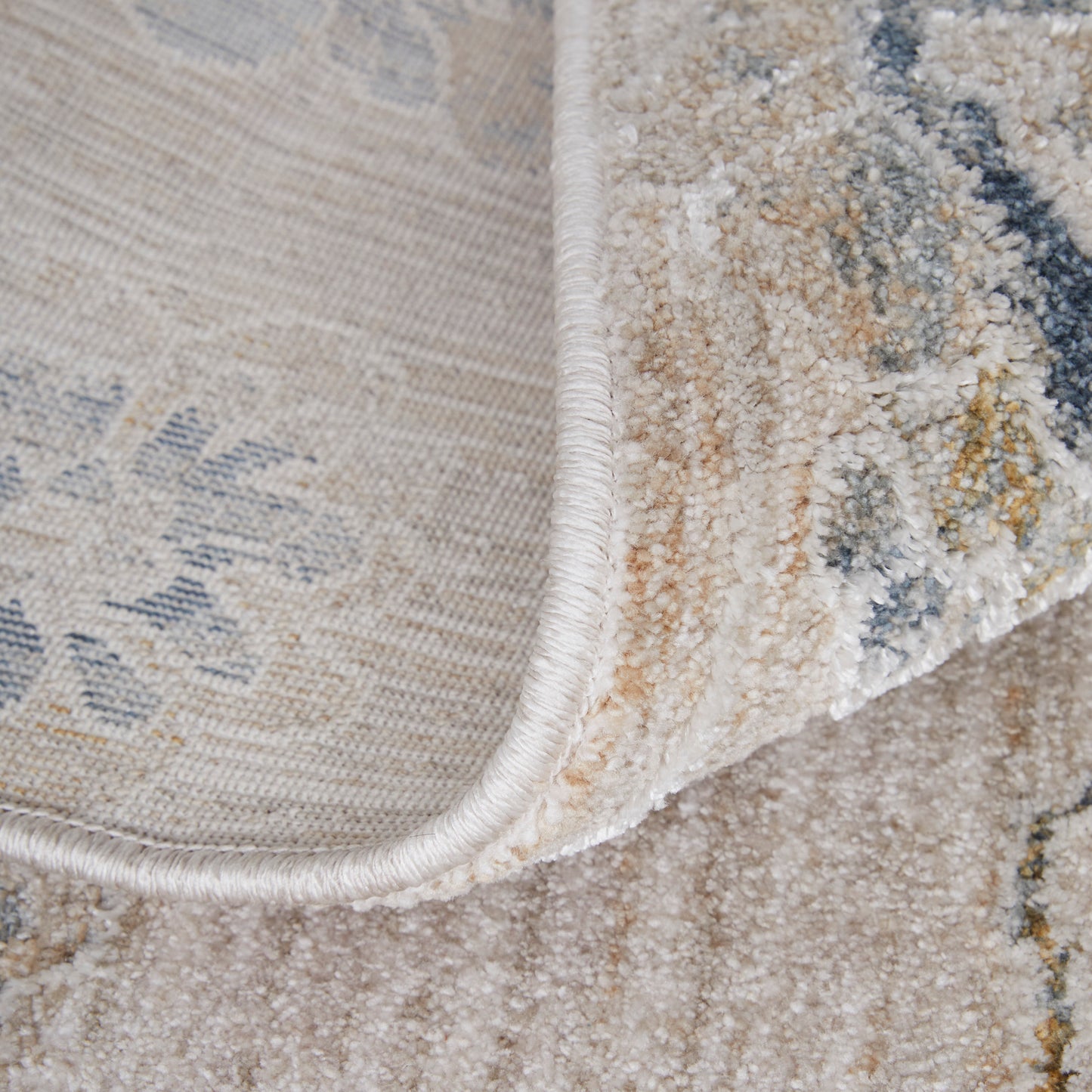 Pasha Transitional/Bohemian & Eclectic/Cottage Taupe/Ivory/Blue Area Rug