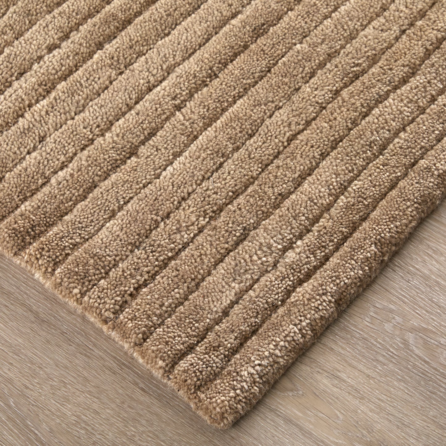 Cornerstone Modern/Casual Solid/Stripes Tan - Feizy Rug