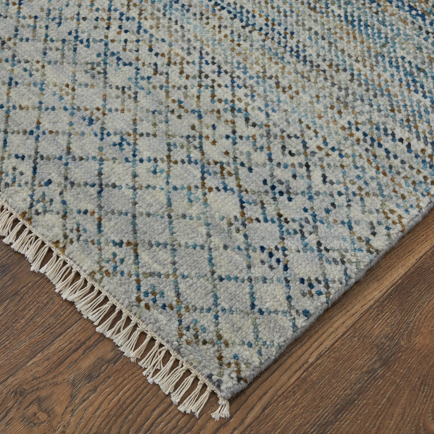 Branson Transitional/Casual/Scandinavian Solid/Geometric Blue/Ivory/Brown - Feizy Rug