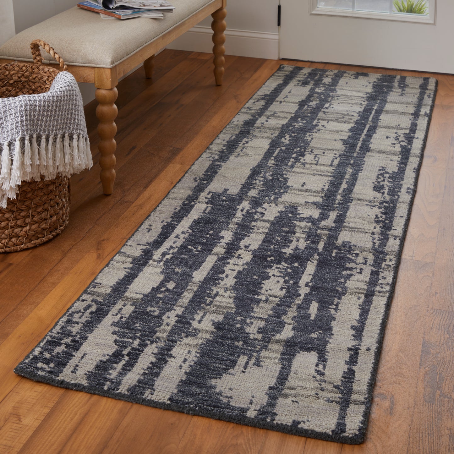 Altmar Modern/Bohemian & Eclectic/Industrial Abstract/Stripes Blue/Gray/Taupe - Feizy Rug