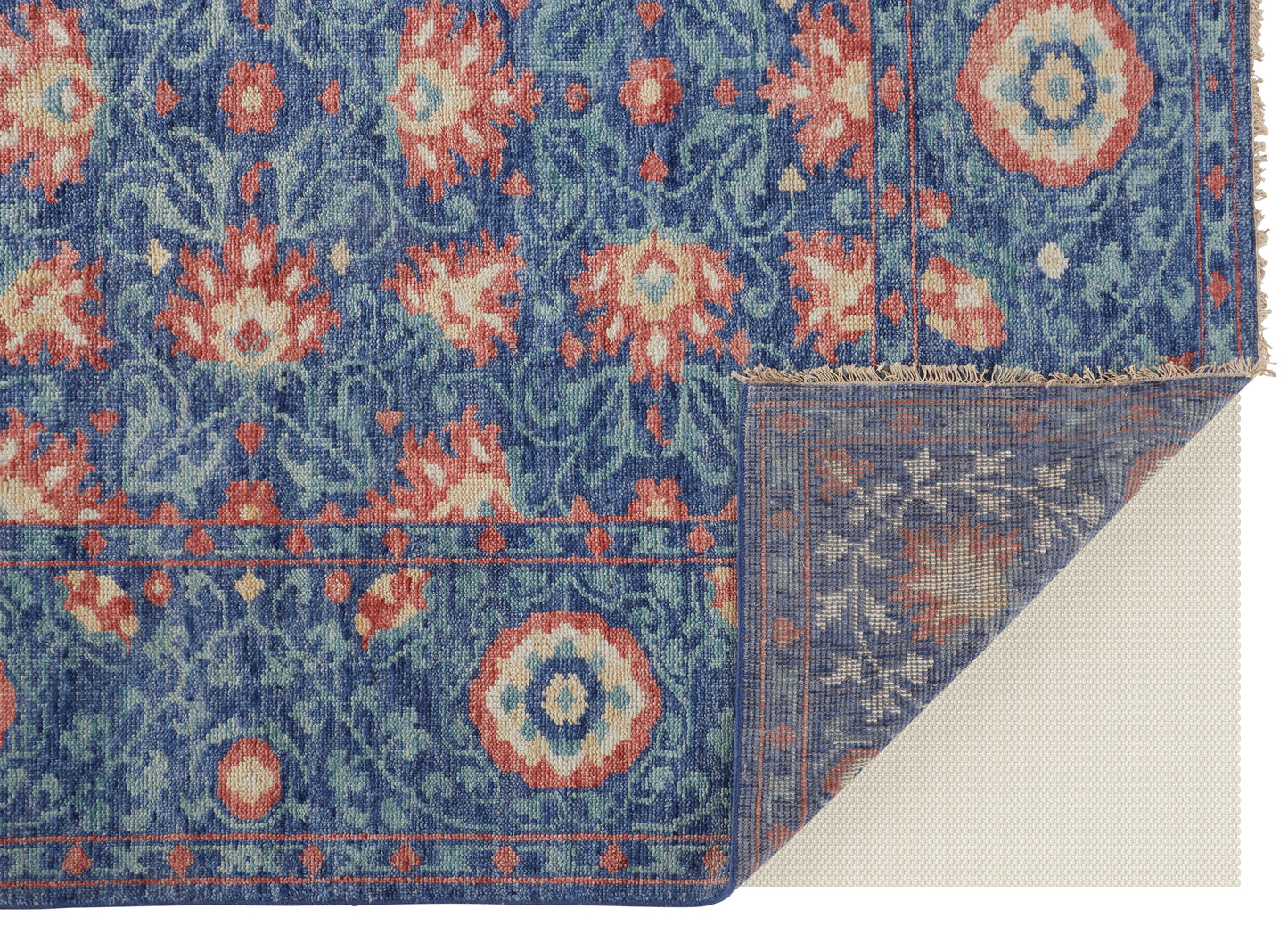Beall Traditional/Classic/Vintage Floral & Botanical Blue/Red - Feizy Rug
