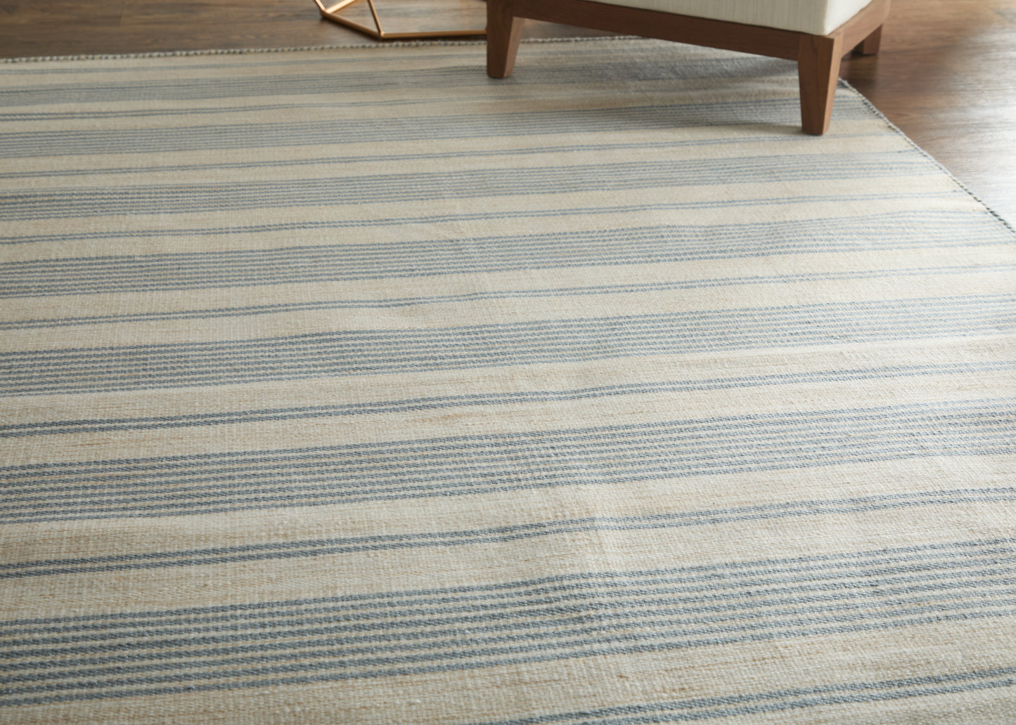 Duprine Transitional/Casual/Nautical & Coastal Stripes/Geometric Blue/Ivory/Tan - Feizy Rug