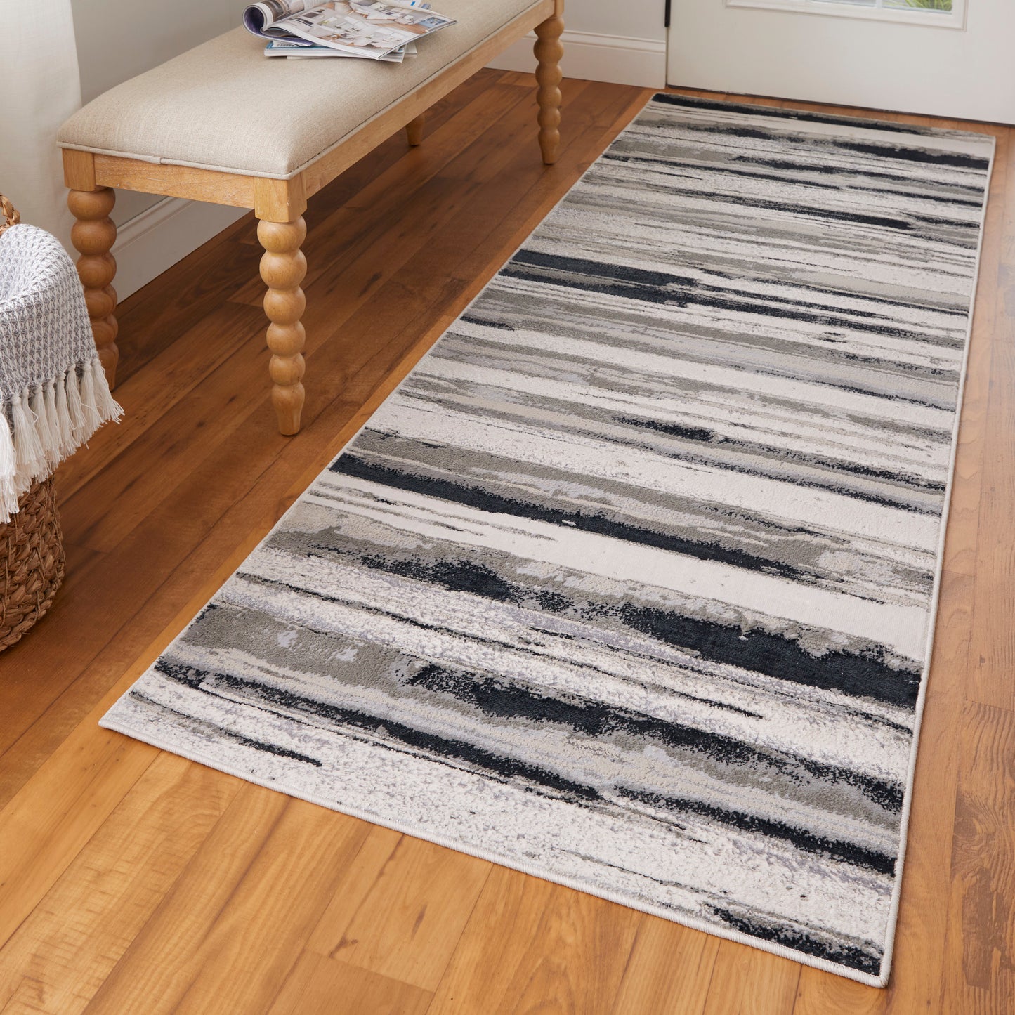 Micah Modern/Industrial Silver/Gray/Black Runner  Feizy Rugs Small Parcel,Feizy Rugs,Micah,Silver/Gray/Black,2'10" x 7'10",Runner,Polyester/Polypropylene,Modern/Industrial,Turkey