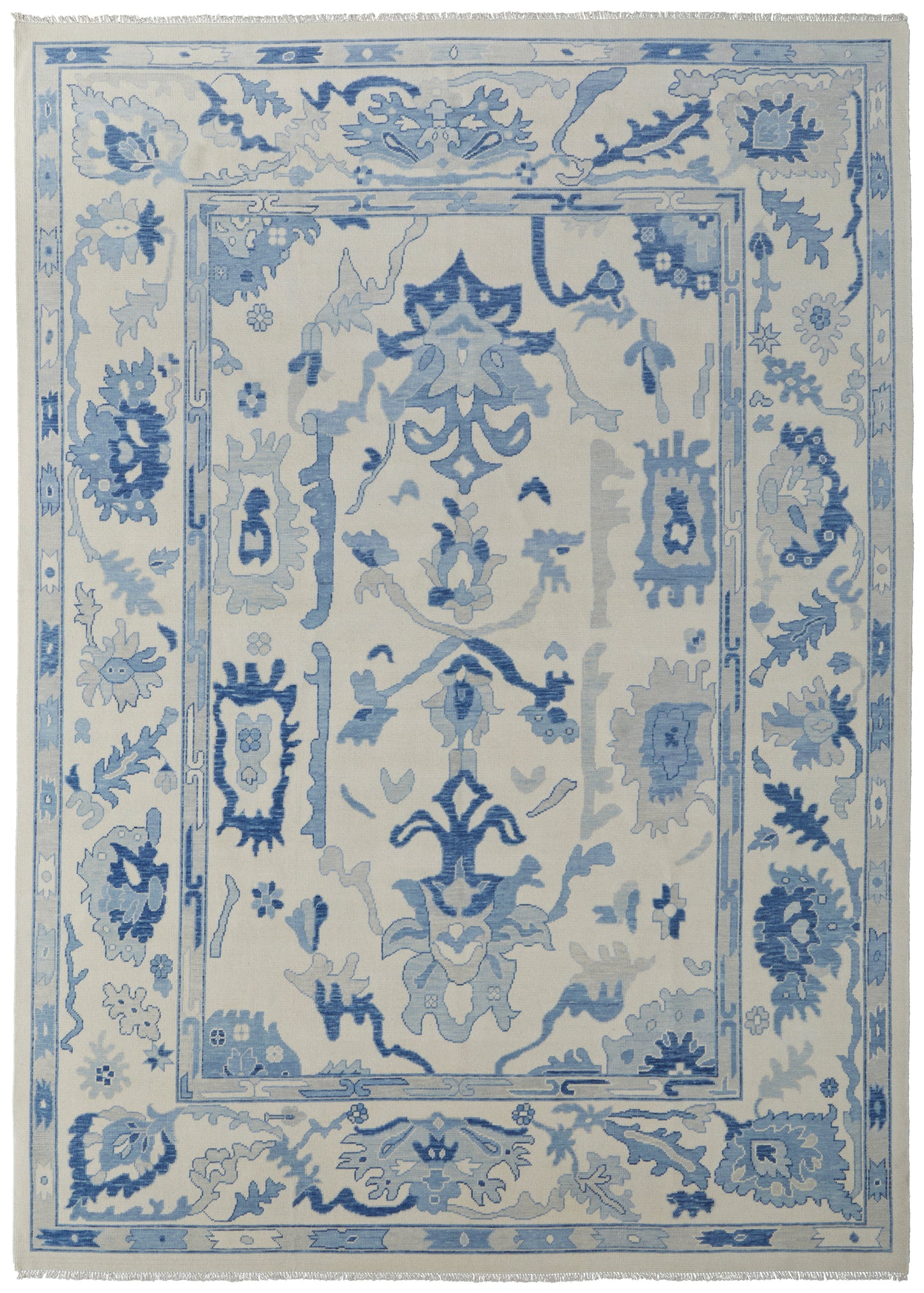 Karina Transitional/Craftsman/Casual Floral & Botanical/Scroll/Bordered Ivory/Blue - Feizy Rug