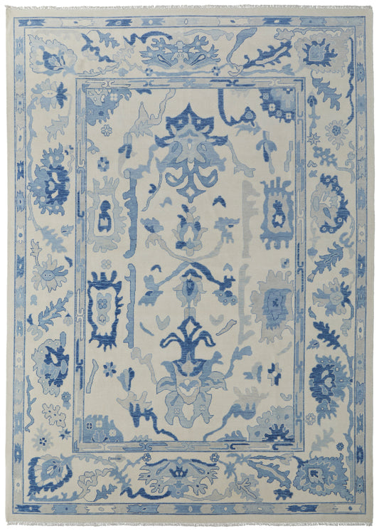 Karina Transitional/Craftsman/Casual Ivory/Blue Area Rug