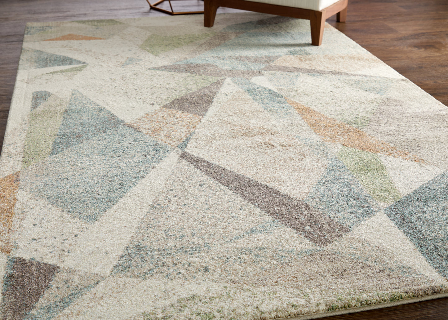 Eden Modern/Bohemian & Eclectic/Casual Color Block/Geometric/Abstract Ivory/Blue/Green - Feizy Rug