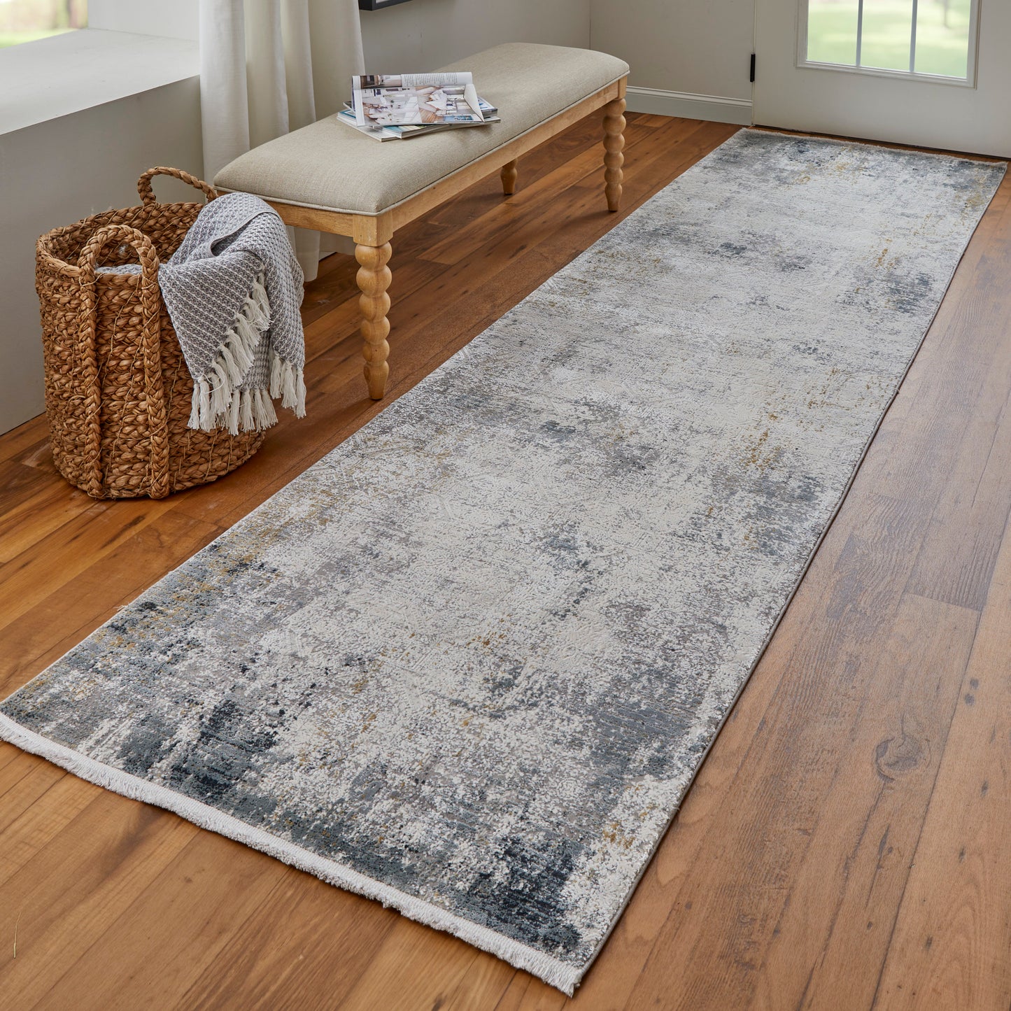 Cadiz Modern/Industrial/Luxury & Glam Ivory/Taupe/Gray Runner  Feizy Rugs Small Parcel,Feizy Rugs,Cadiz,Ivory/Taupe/Gray,3'1" x 10',Runner,Viscose/Acrylic,Modern/Industrial/Luxury & Glam,Turkey