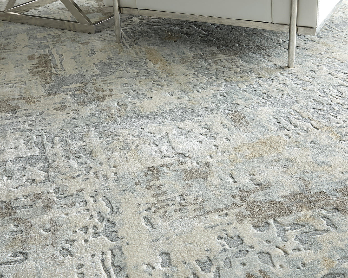 Braden Modern/Industrial/Casual Abstract/Watercolor Blue/Gray/Brown - Feizy Rug