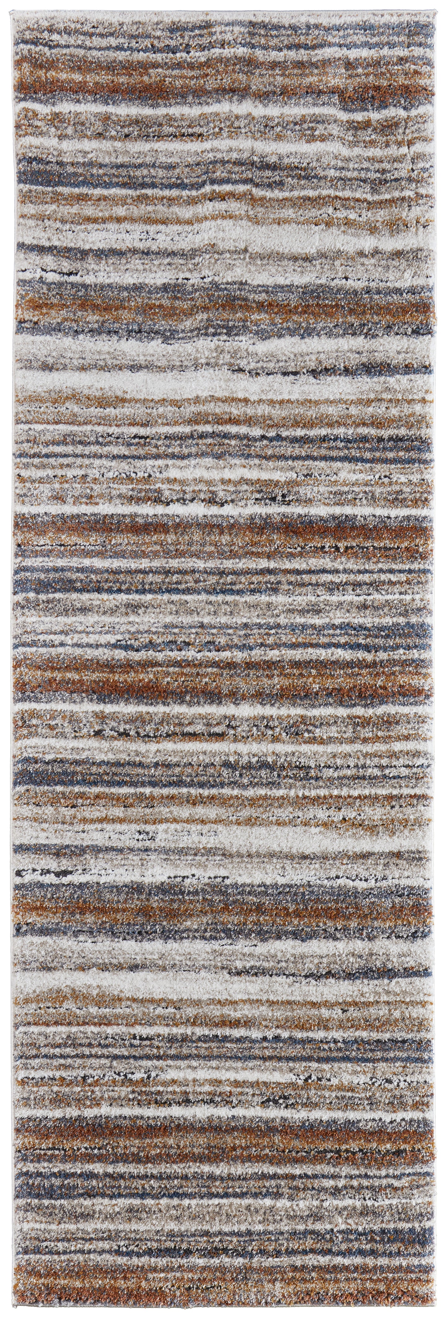 Gilmore Modern/Global Stripes Ivory/Orange/Gray - Feizy Rug