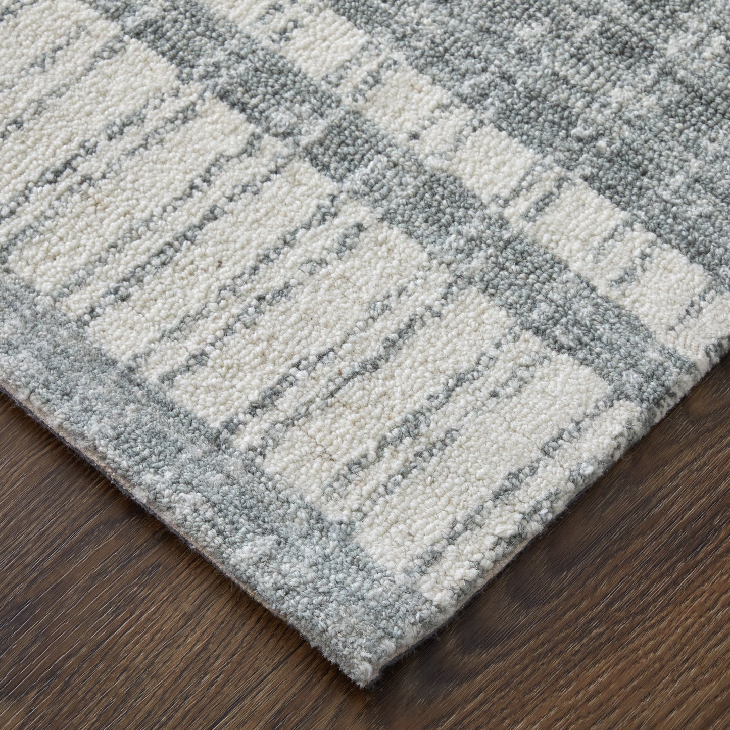 Aberdeen Modern/Casual Stripes/Geometric Gray/White - Feizy Rug