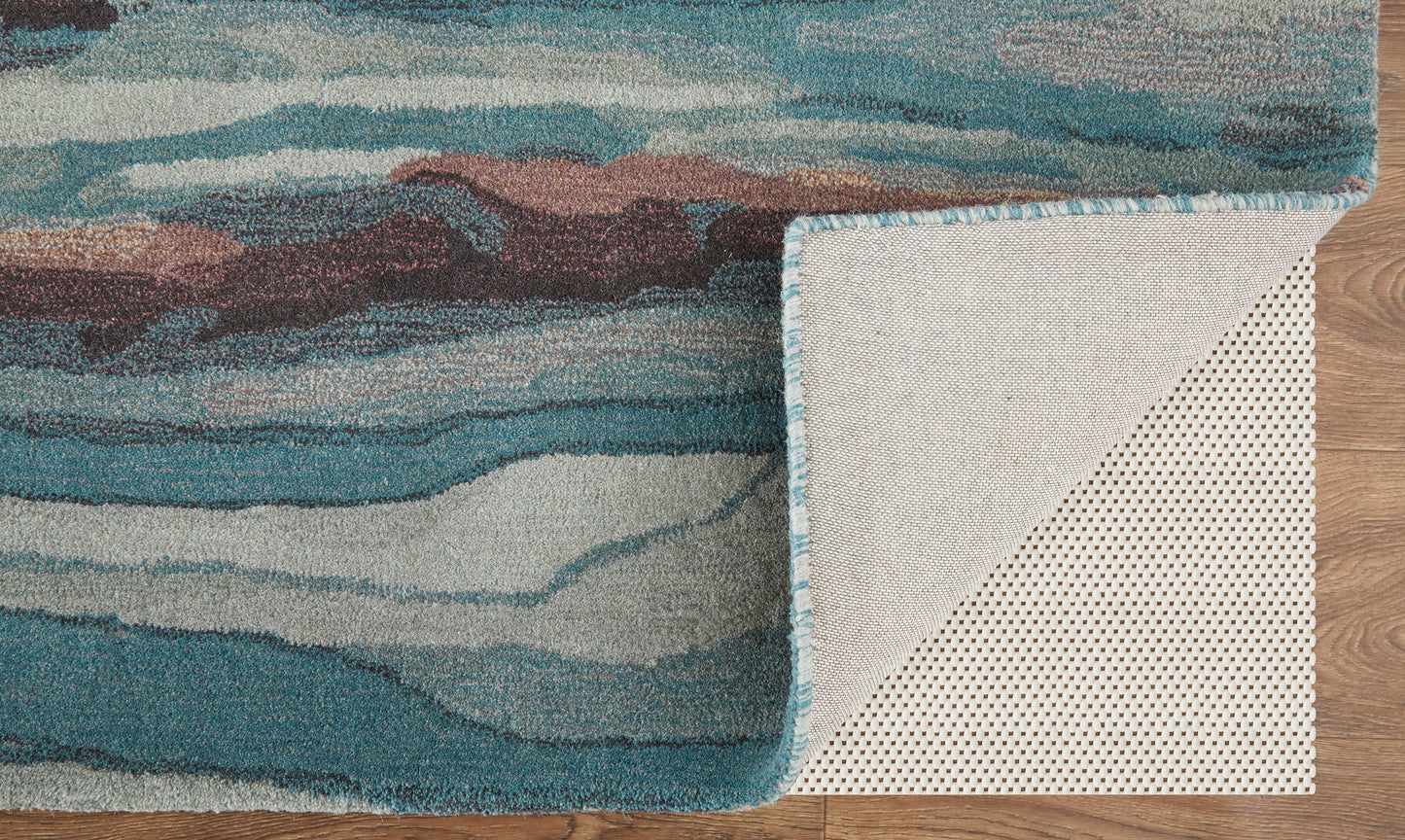 Amira Transitional/Industrial/Casual Abstract/Watercolor Blue/Red/Ivory - Feizy Rug